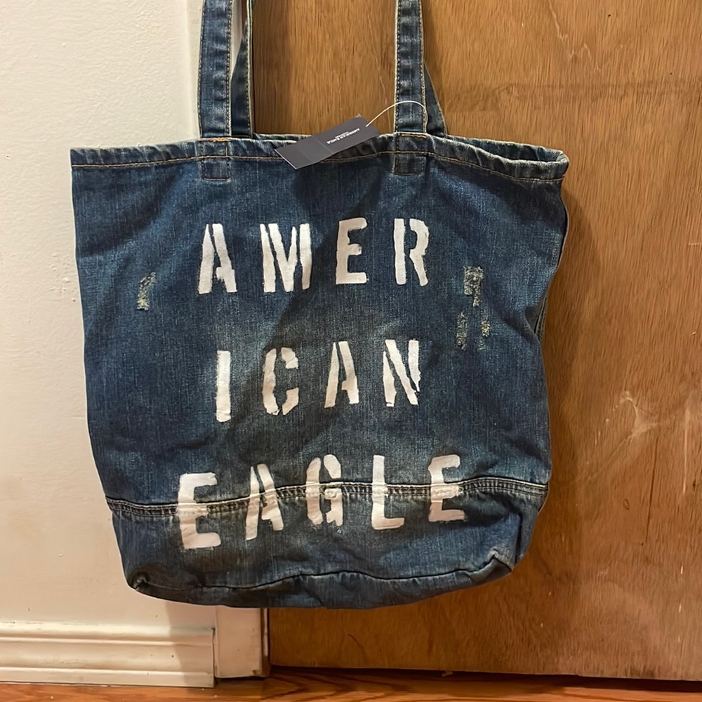 american eagle NWT denim tote bag w pocket